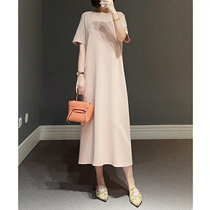 Annalemon Japan imported high-end triacetic acid dress female medium long short sleeve summer temperament