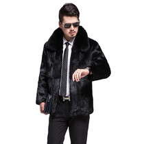 Mens rabbit fur fur jacket Haining leather winter fox fur collar fur one mens hooded Special