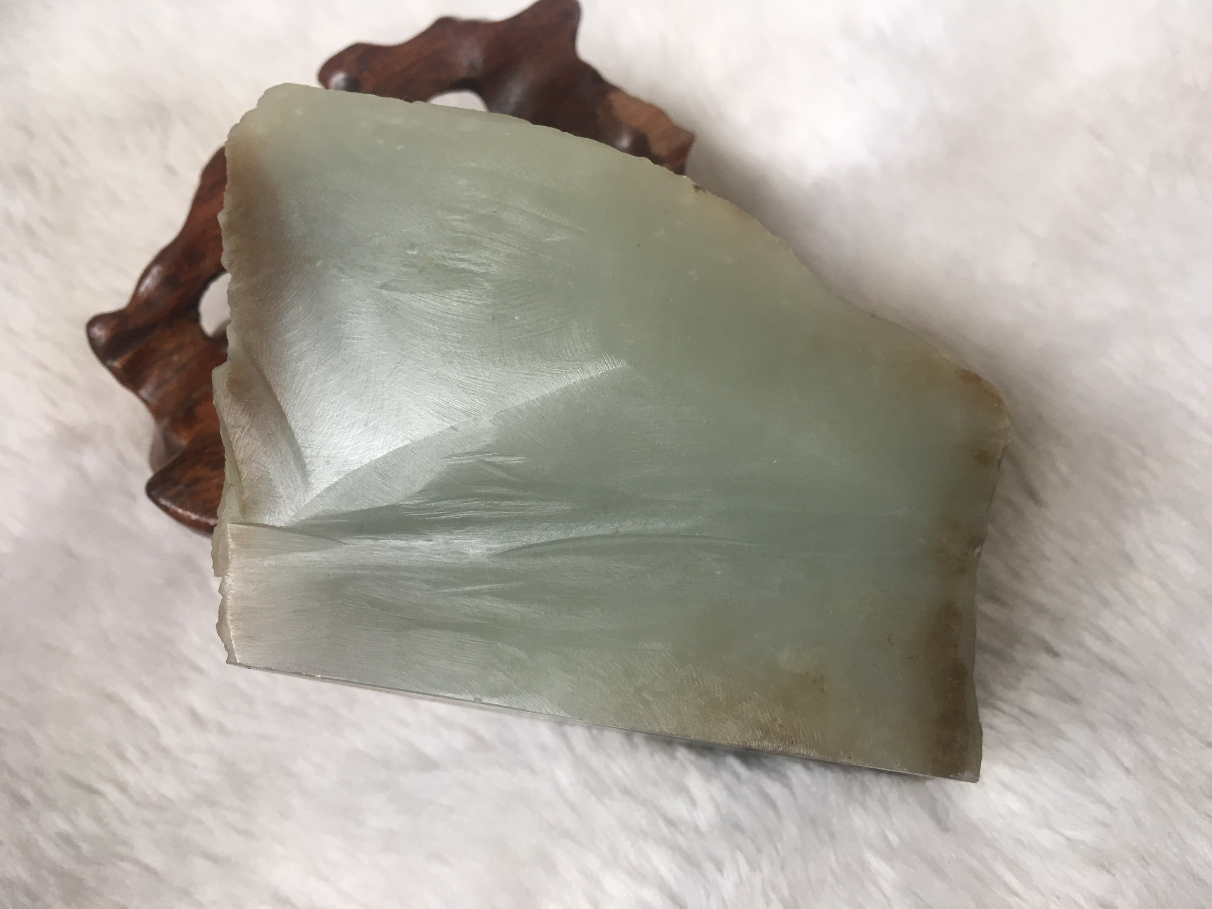 398g新疆和田 且末糖青白玉山料原石 糖青白玉高密度山料牌子料