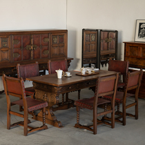 coznap antique) Belgian Gothic style dining table and chair sideboard furniture set