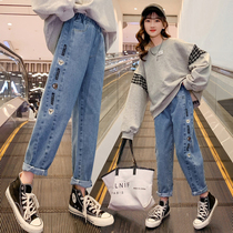 Girls' jeans spring and autumn foreign wear trousers 2022 new children's spring clothes loose and leisure children's pants