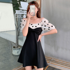 Polka Dot little black dress women’s summer thin temperament skirt French dress