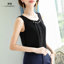 Small camisole women wear foreign-style suits with bottoming shirts inside Simple trendy black sleeveless tops Chiffon shirts