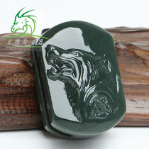 Xiao Yazhai natural Hetian jade turquoise wolf head belt buckle mens atmospheric Wolf Totem lucky stone belt buckle