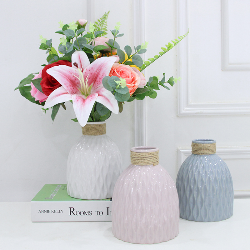 The Send + simulation flowers, artificial flowers, fresh roses bouquet of lilies sitting room office table flower arranging flower art pottery flowerpot