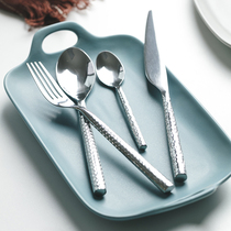Wonderful HOME Hammer Grain Cutlery Day Style Steak Knife fork forged with soup spoon Coffee spoon Home Dining Knife hammer Knife Fork