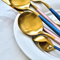 Wonderful Home Au Style Stainless Steel Steak Knife Fork Blue Pink Handle Home Knife Fork Spoonful Steak Sweet Spoonful Spoon