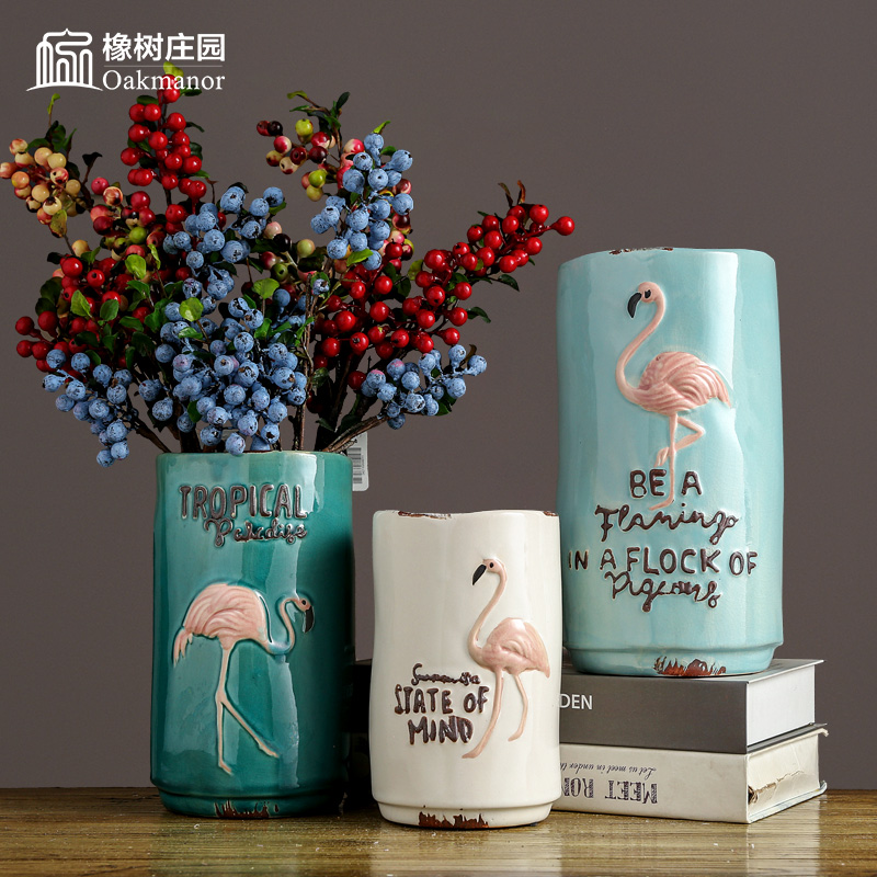 Nordic ceramic flamingos vase furnishing articles dried flower arranging flowers sitting room adornment American I and contracted table decorations