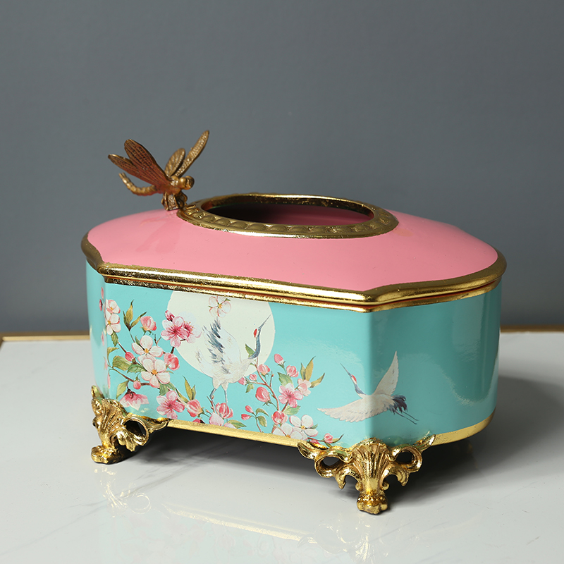 American light and decoration ceramics tissue box furnishing articles smoke box of new Chinese style household, sitting room tea table smoke box place adorn adornment paper