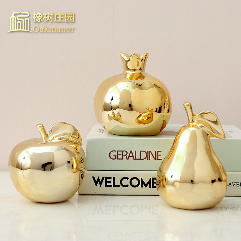 The Nordic idea ceramic apple furnishing articles home sitting room decorate children room golden fruit decoration soft outfit arts and crafts