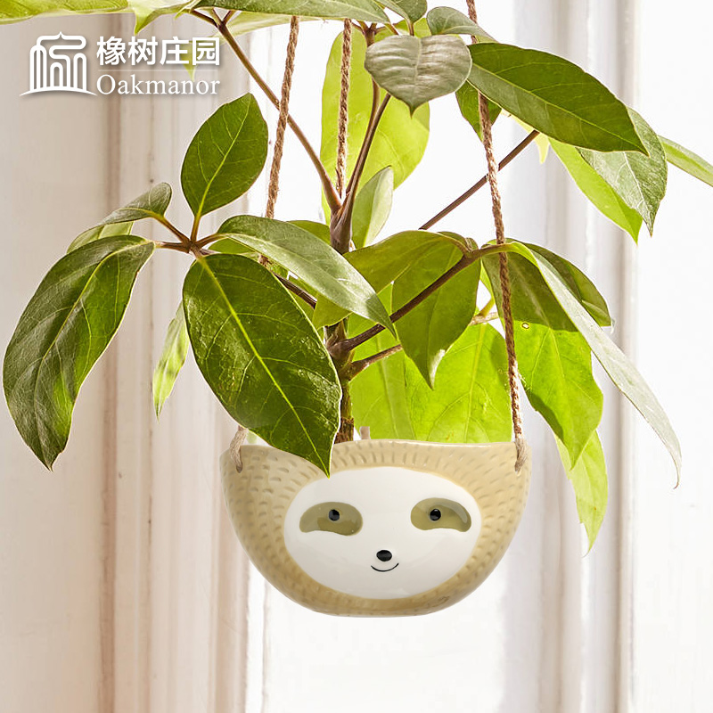 The Nordic idea sloths suspension flowerpot more meat hanging basket is placed on The wall hang wall ceramic flowerpot pendant