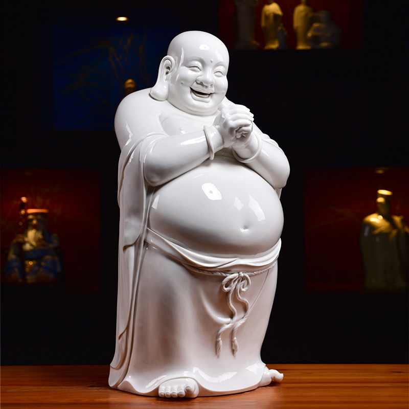 Yutang dai Lin Jiansheng manually signed laughing Buddha hall large porcelain decorative furnishing articles/26 inches congratulations maitreya D03-43