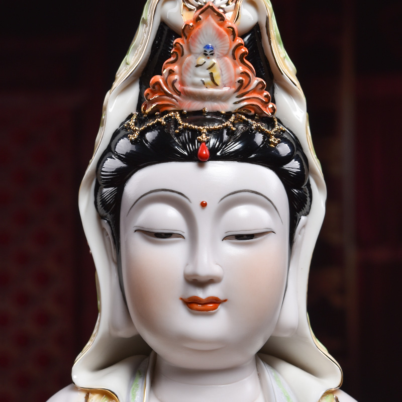 Yutang dai household ceramics in the south China sea goddess of mercy Buddha worship that occupy the home furnishing articles under the glaze color lotus guanyin sitting room