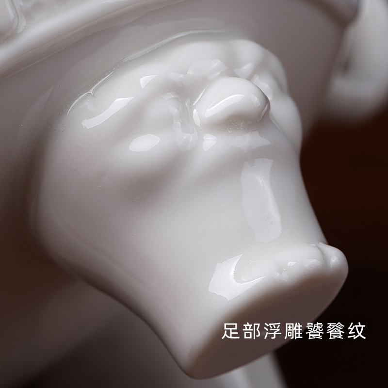 Yutang dai dehua white porcelain household Buddhism supplies incense holder inserted indoor furnishing articles/fu lu shou censers