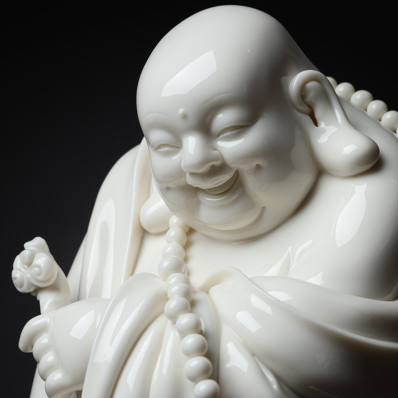 Yutang dai dehua white porcelain laughing Buddha maitreya stand like zhi - yong wu porcelain carving art of Buddha furnishing articles good lucky for you