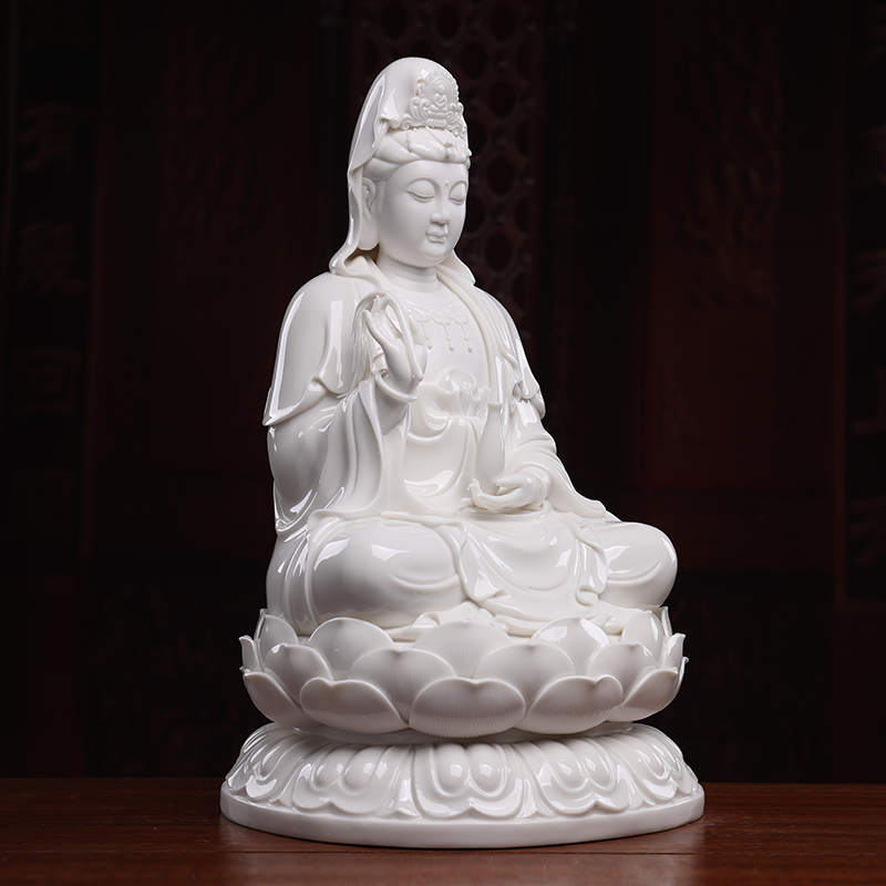 Yutang dai dehua white porcelain guanyin Buddha to occupy the home furnishing articles full lotus lotus avalokitesvara like