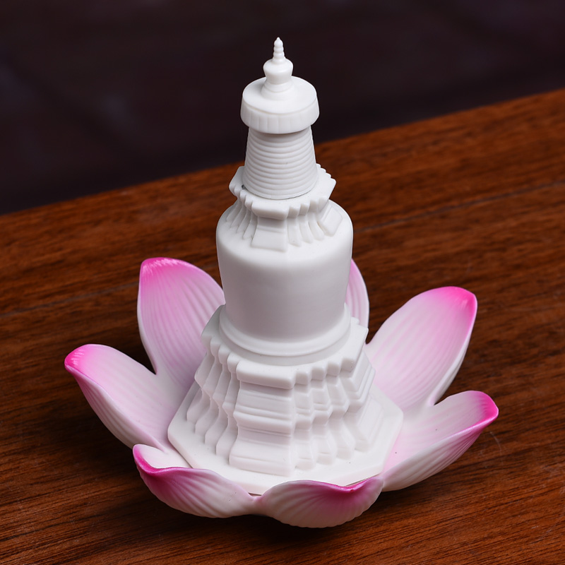 Yutang dai ceramic Buddha before flower lotus lotus pedestal stupas mini figure of Buddha temple decoration articles furnishing articles