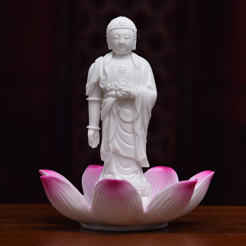 Yutang dai ceramic Buddha before flower lotus lotus pedestal stupas mini figure of Buddha temple decoration articles furnishing articles