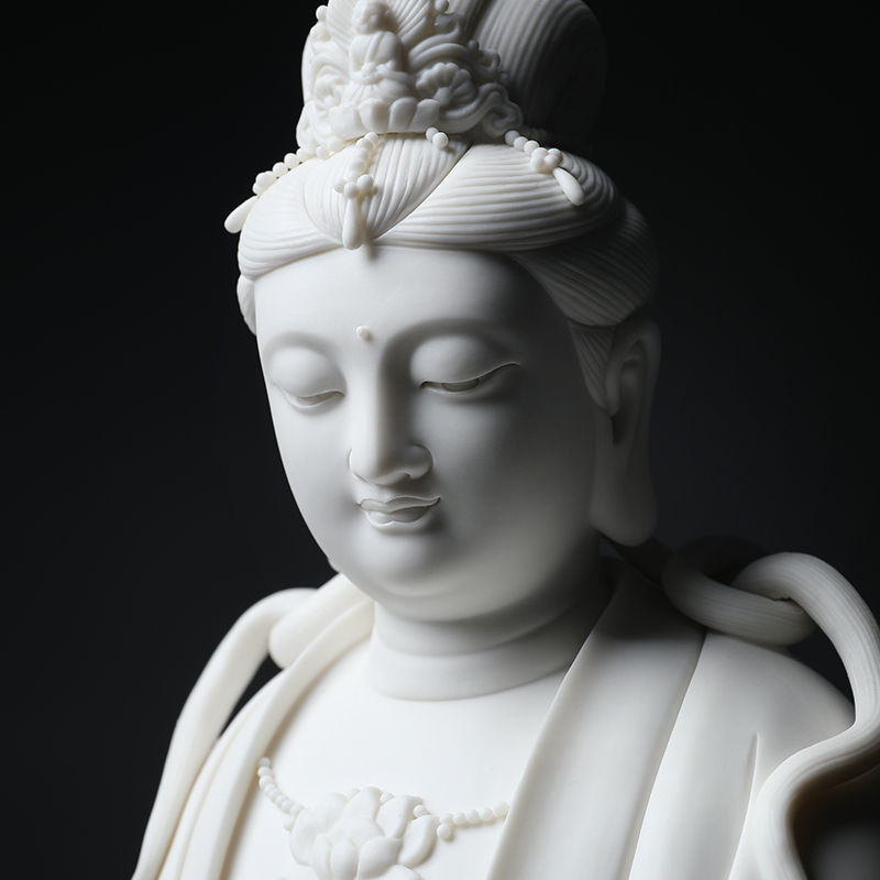 Yutang dai dehua white porcelain goddess of mercy Buddha enshrined furnishing articles jian - pin Lin lotus guanyin bodhisattva/D26-27