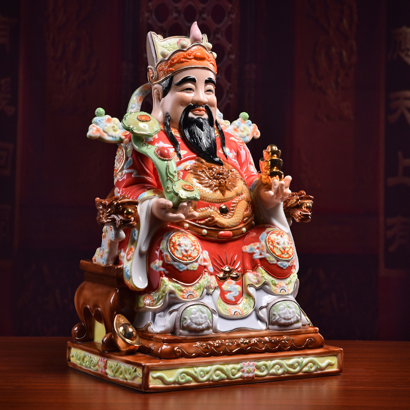 Yutang dai ceramic household Buddha worship that occupy the home furnishing articles, the god of wealth shops opening gifts wealth sit chair