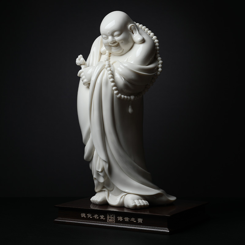 Yutang dai dehua white porcelain laughing Buddha maitreya stand like zhi - yong wu porcelain carving art of Buddha furnishing articles good lucky for you