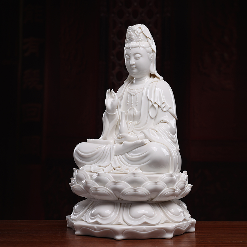 Yutang dai dehua white porcelain three western spirit like three holy Buddha avalokiteshvara smiling Buddha