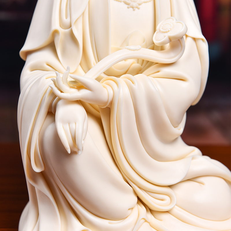 Yutang dai dehua ceramic art ruyi guanyin Buddha furnishing articles crafts porcelain carving household/D03-162