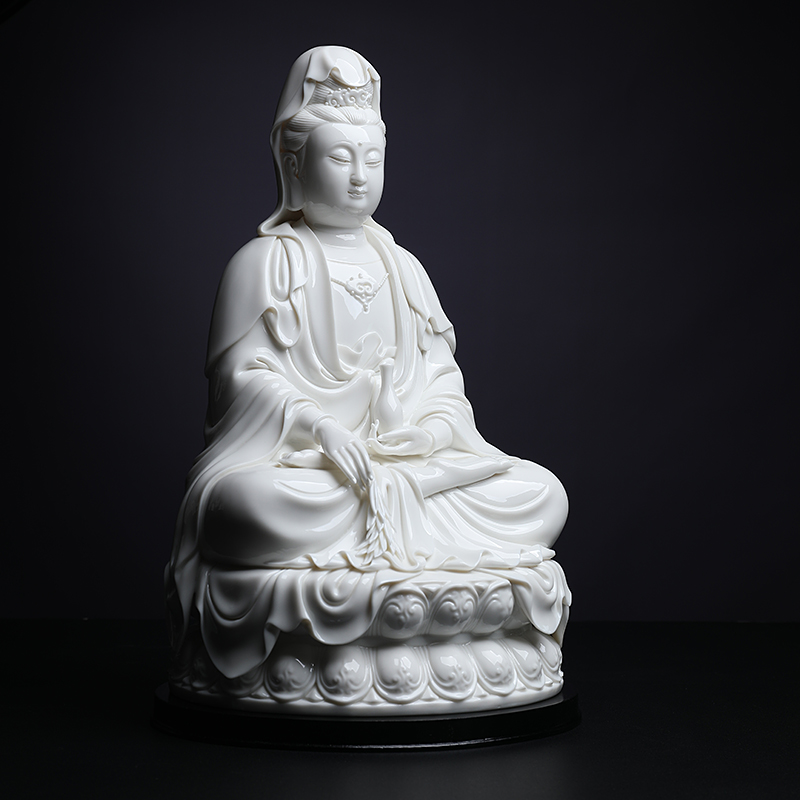 Yutang dai white marble porcelain home furnishing articles furnishing articles Lin Luyang master hand sign ceramic its 14 inches/SAN guan Yin