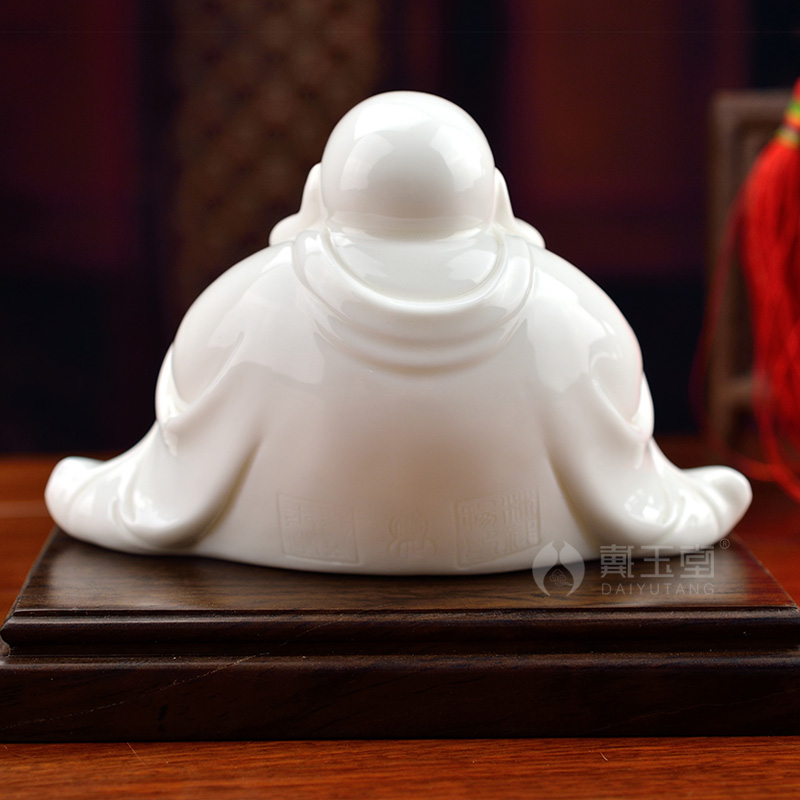 Dehua white porcelain production is pulled from the shelves 】 【 small figure of Buddha maitreya worship white marble porcelain smiling Buddha maitreya furnishing articles