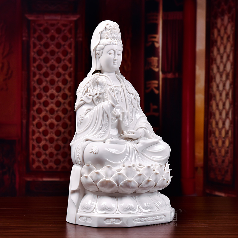 Yutang dai ceramic avalokitesvara figure of Buddha enshrined that occupy the home furnishing articles 16 "20" ruyi lotus guanyin D21-08