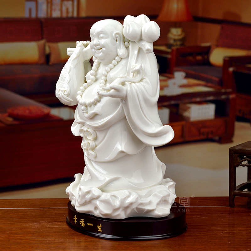 Yutang dai dehua white porcelain vertical maitreya furnishing articles creative ceramic handicraft D15-52/happy life