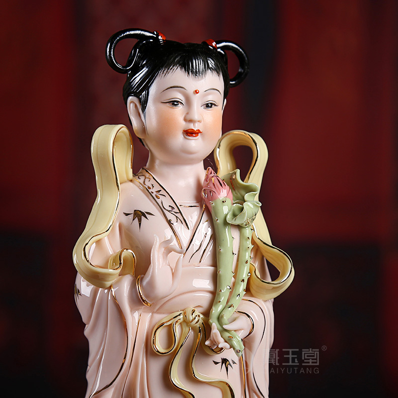 Yutang dai ceramic Jennifer, a pair of dragon female doll, good fortune the lad guanyin bodhisattva figure of Buddha enshrined furnishing articles