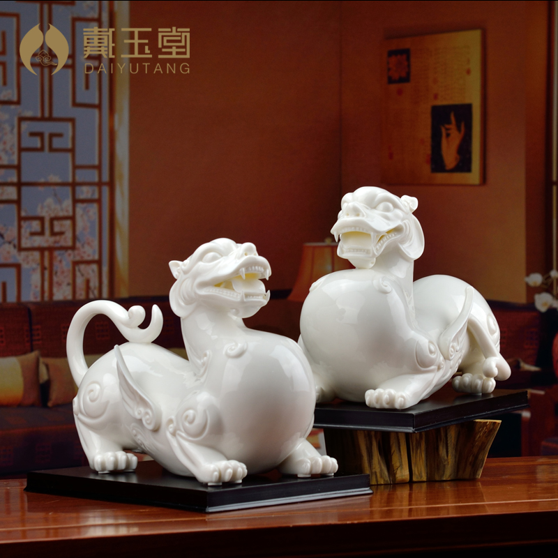 Yutang dai big the mythical wild animal furnishing articles white porcelain ceramic Mr Pichel sitting room/office decorations D01-023