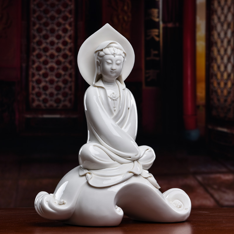 Jian - pin Lin yutang dai dehua white porcelain guanyin Buddha furnishing articles 13 inches meditation guanyin purdue liberation/D26-33