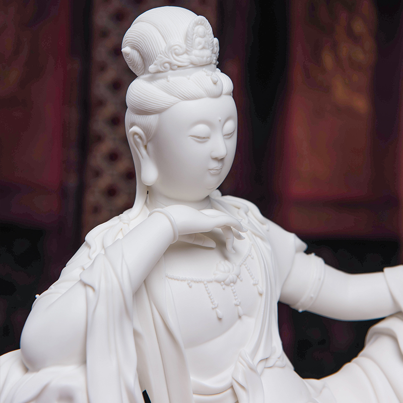 Yutang dai dehua ceramic Buddha master Liu Mingzhi works home furnishing articles lie lotus guanyin/D19-17 a