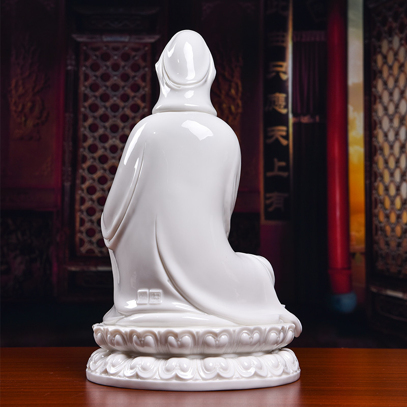 Yutang dai dehua white porcelain ceramic art of figure of Buddha master Lin Jiansheng works GuLian guanyin/D03-127