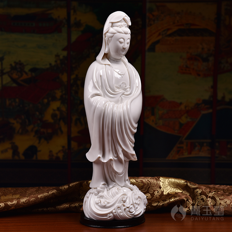 Yutang dai Lin Luyang master autograph set limit to 100 white marble statute of 18 inches across indicates the sea goddess of mercy corps D01 porcelain - 003