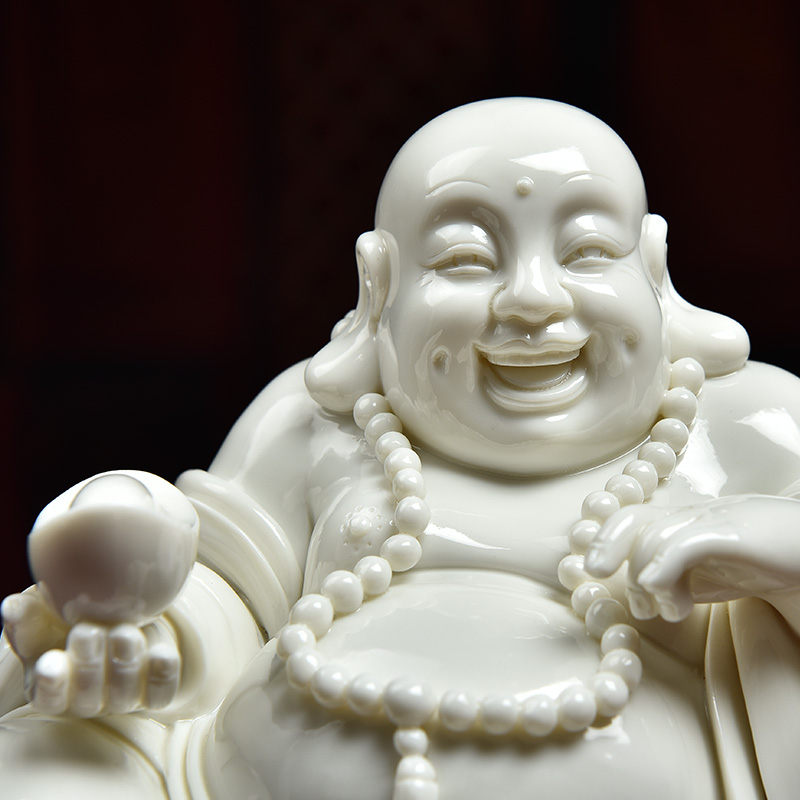 Yutang dai desktop furnishing articles dehua white porcelain ceramic sitting room office laughing Buddha maitreya D20-23/cloth bag