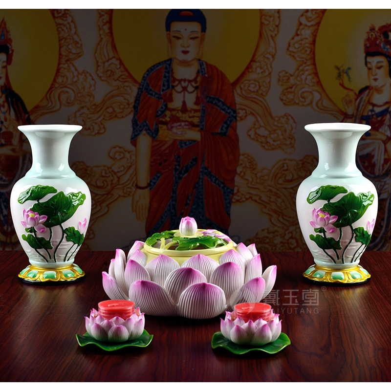 Yutang dai dehua ceramic painting lotus censer incense inserted furnishing articles to Buddhism indoor to suit