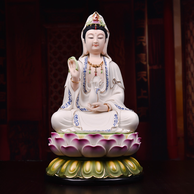 Yutang dai ceramic blue color western three holy spirit like the lotus statute of Buddha to occupy the home furnishing articles