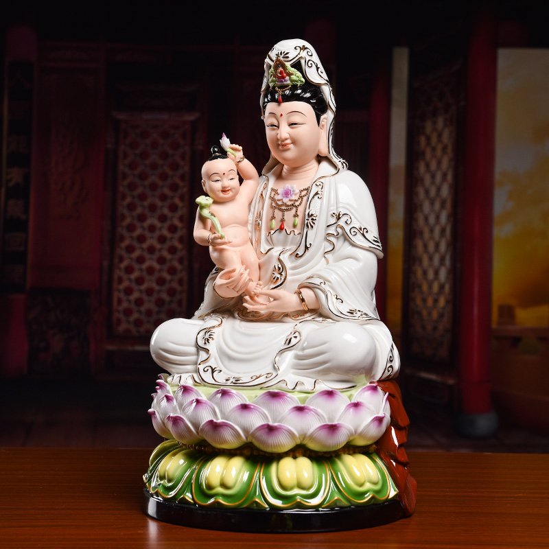 Yutang dai dehua white porcelain of the south China sea avalokitesvara figure of Buddha enshrined that occupy the home furnishing articles for coloured drawing or pattern SongZi guanyin