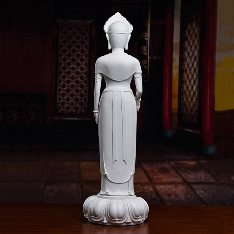 Yutang dai dehua white porcelain goddess of mercy Buddha enshrined furnishing articles 24 inches jian - pin Lin made lotus guanyin/D26-26 a