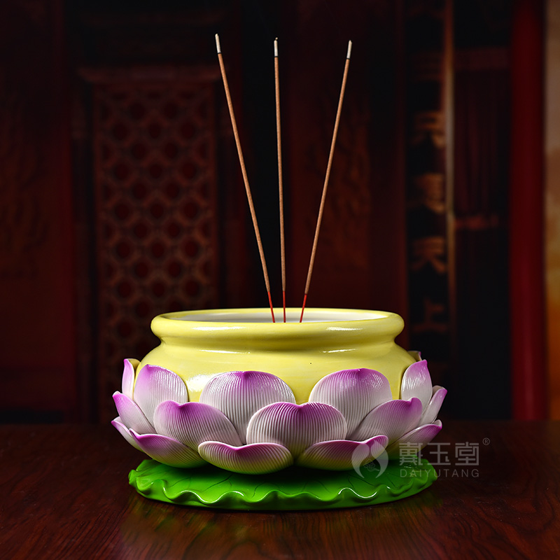 Yutang dai ceramics to joss stick incense buner large sweets Buddha temple worship supplies/9 inch lotus incense buner