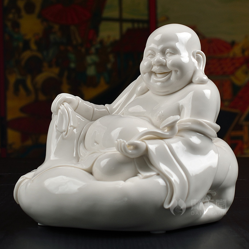 Yutang dai dehua white porcelain ceramic laughing Buddha furnishing articles rich ancient frame decoration/ruyi maitreya sitting room