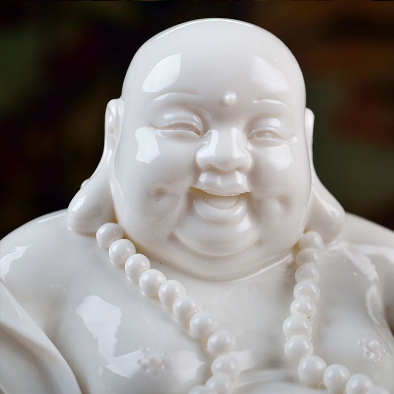 Yutang dai white marble porcelain dehua porcelain its art/8 inches by rock supporting bead maitreya D01-027