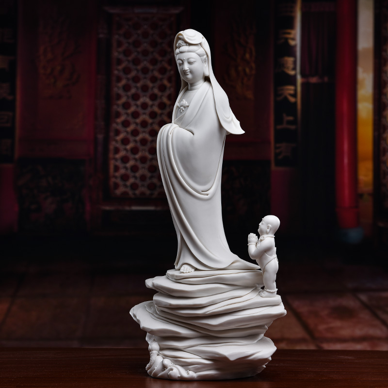 Yutang dai dehua ceramic art crafts of Buddha furnishing articles jian - pin Lin boy worship goddess of mercy corps/D26-32 a