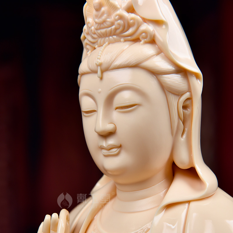 Yutang dai dehua white porcelain avalokitesvara figure of Buddha furnishing articles 14 inch lotus switch guanyin D34-106