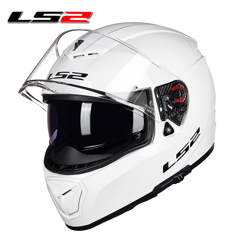 ls2摩托车头盔男女士全覆式双镜片跑赛车全盔机车防雾四季安全帽