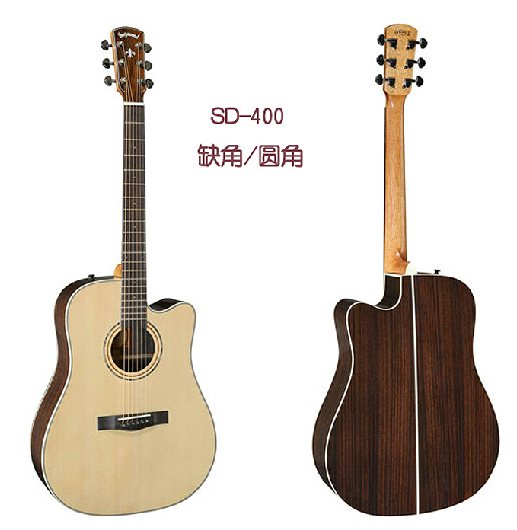 高级单板吉他 sagewood十年老牌sd100/sd400 云杉玫瑰木单板 吉他_不