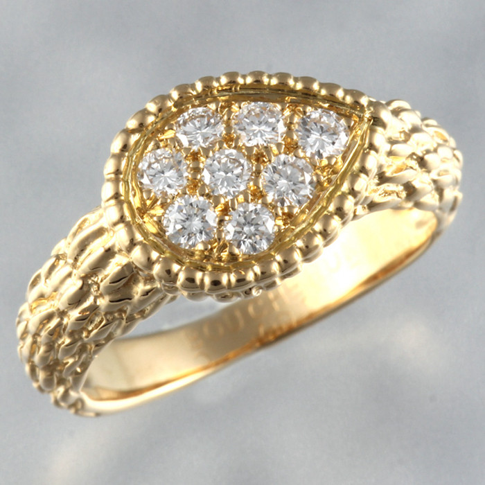 二手真品boucheron宝诗龙18k黄金钻石蛇纹戒指10号5.9g